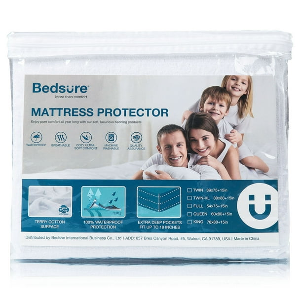 Bedsure 100% Waterproof Mattress Protector Queen Size Terry Cotton Deep Pocket H